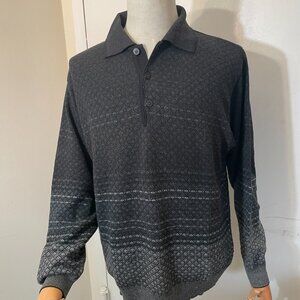 Bachrach Men’s Large Pullover Sweater-Dark Gray, Merino Wool Blend,Made in Italy